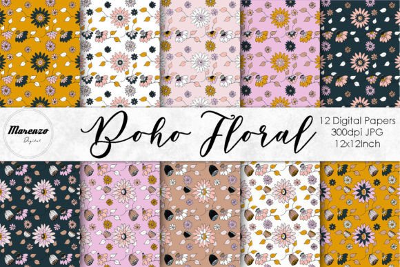 Download Boho Floral Patterns - Digital Papers - Premium Resources