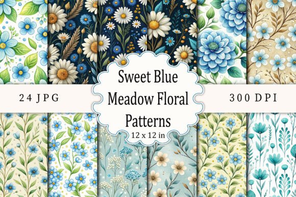 Download Sweet Blue Meadow Floral Patterns - Premium Resources